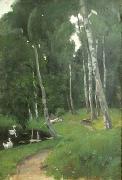 Paul Raud In a park oil painting